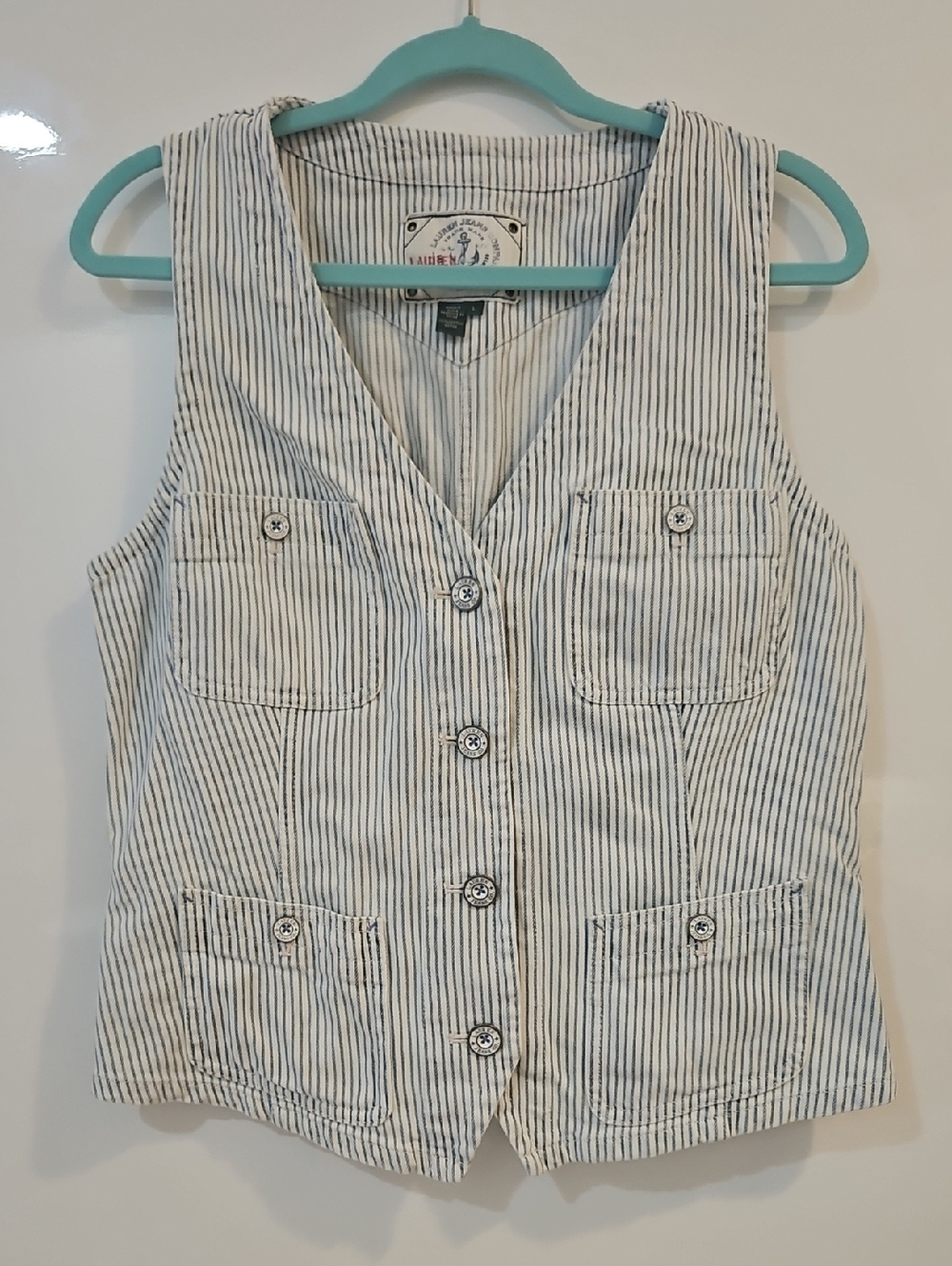 Lauren Jeans Company  By Ralph Lauren Striped  Button-Up Vest